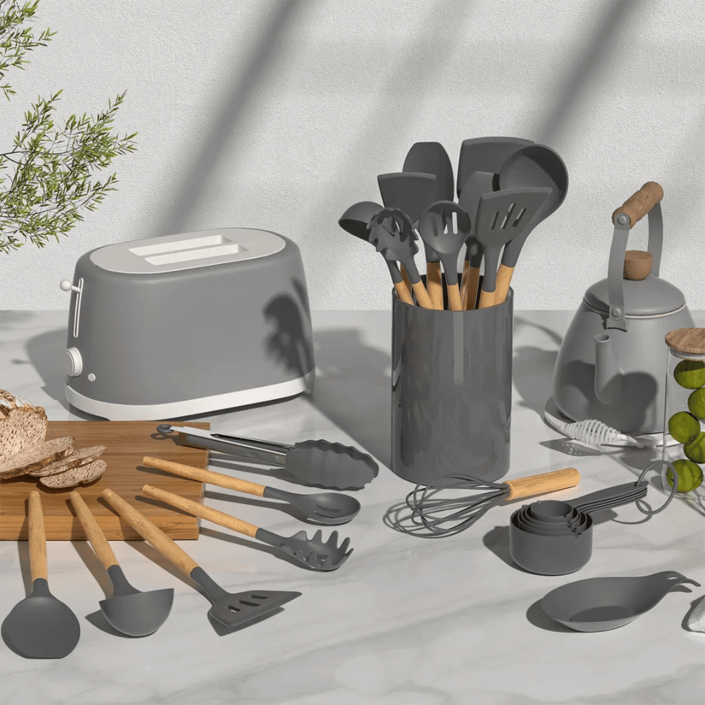 SET 12PCS UTENSILIOS DE COCINA SILICONA ANTIADHERENTE