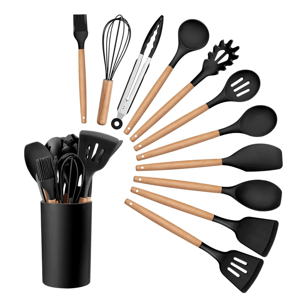 SET 12PCS UTENSILIOS DE COCINA SILICONA ANTIADHERENTE