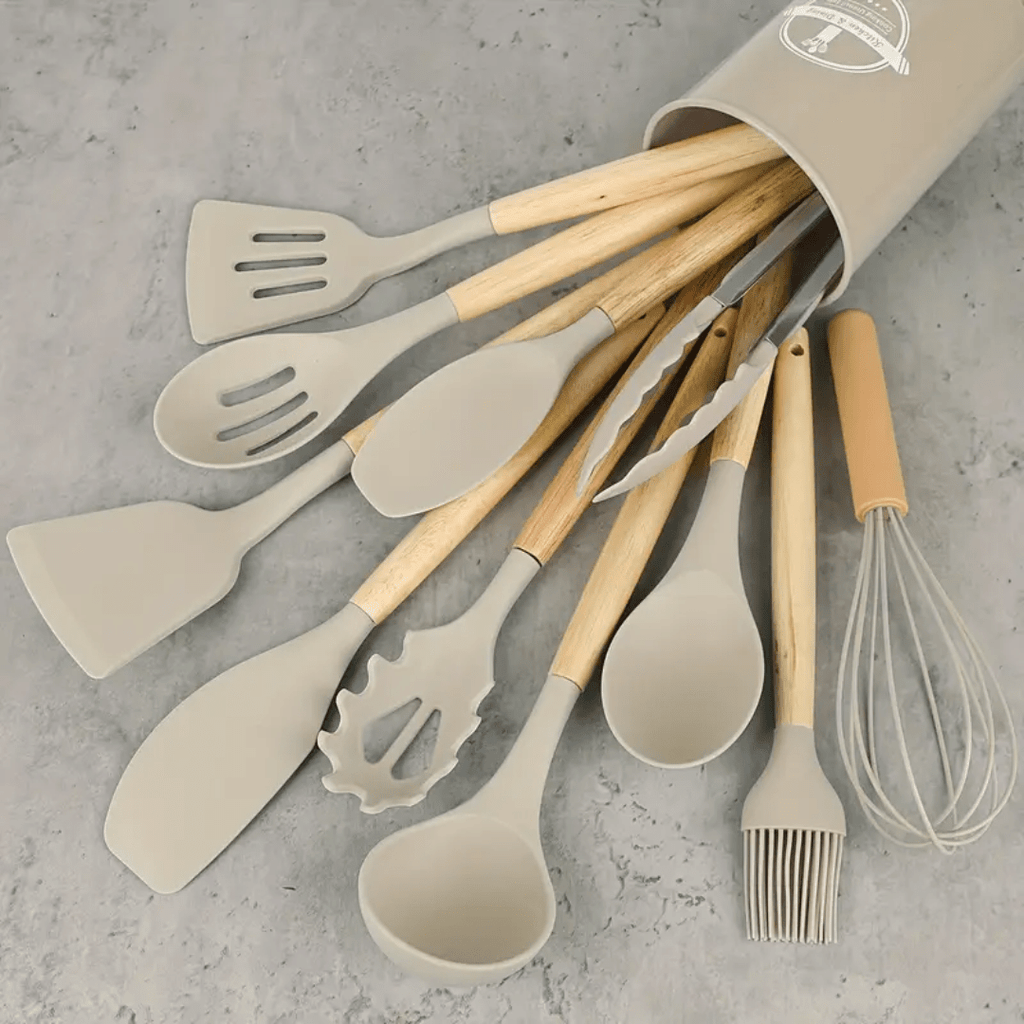 SET 12PCS UTENSILIOS DE COCINA SILICONA ANTIADHERENTE