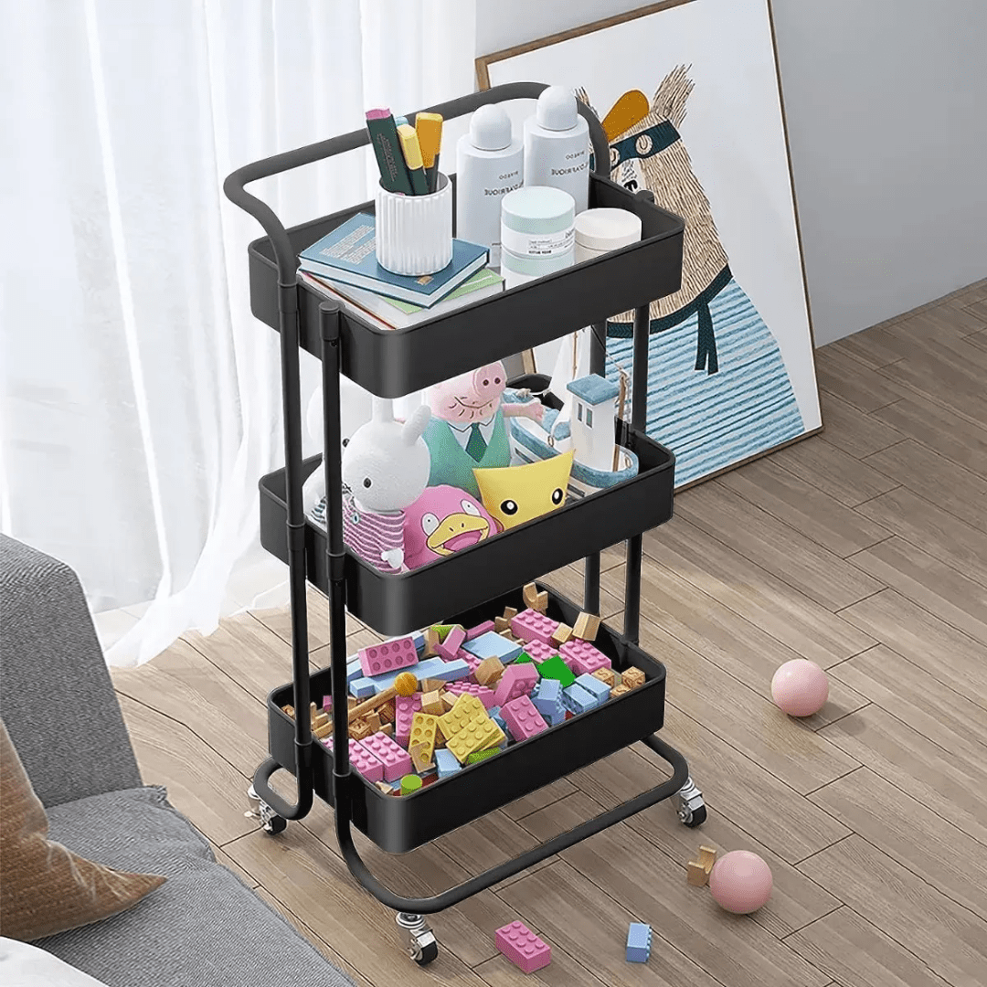 CARRITO ORGANIZADOR ALMACENAMIENTO METALICO 3 NIVELES CON RUEDAS