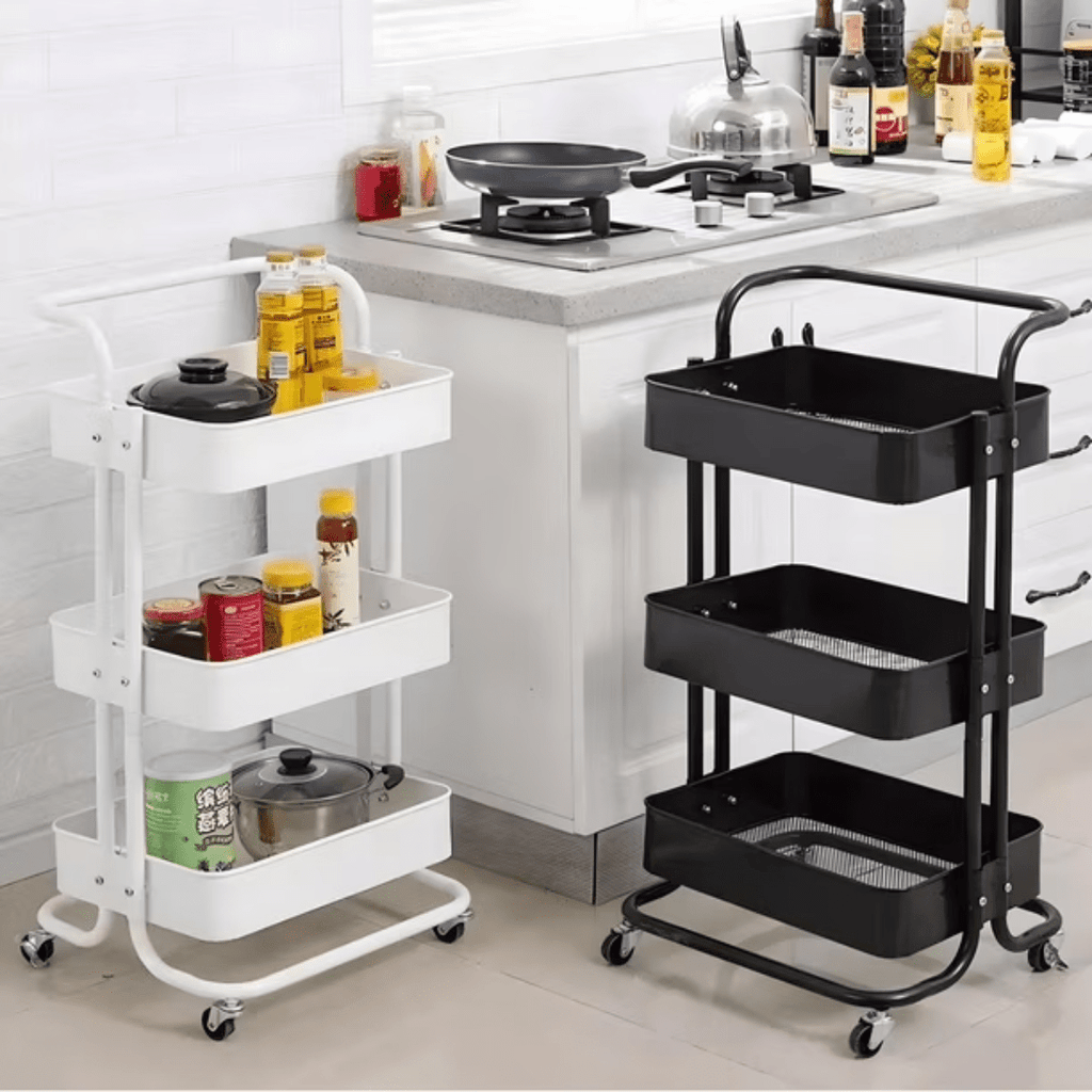 CARRITO ORGANIZADOR ALMACENAMIENTO METALICO 3 NIVELES CON RUEDAS