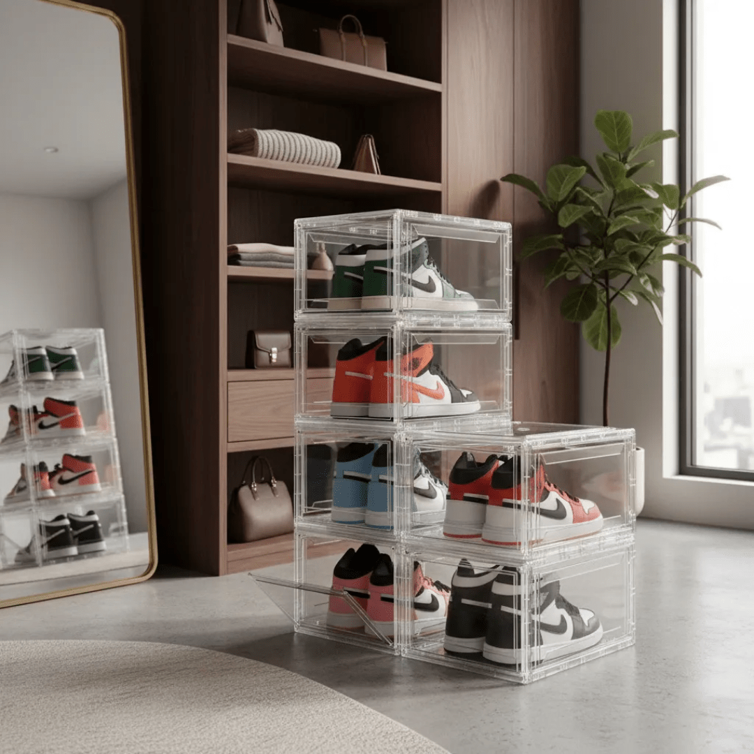 CAJA ACRÍLICA ORGANIZADORA ZAPATILLAS, CALZADO & ACCESORIOS TAPA MAGNETICA - IRONBOX