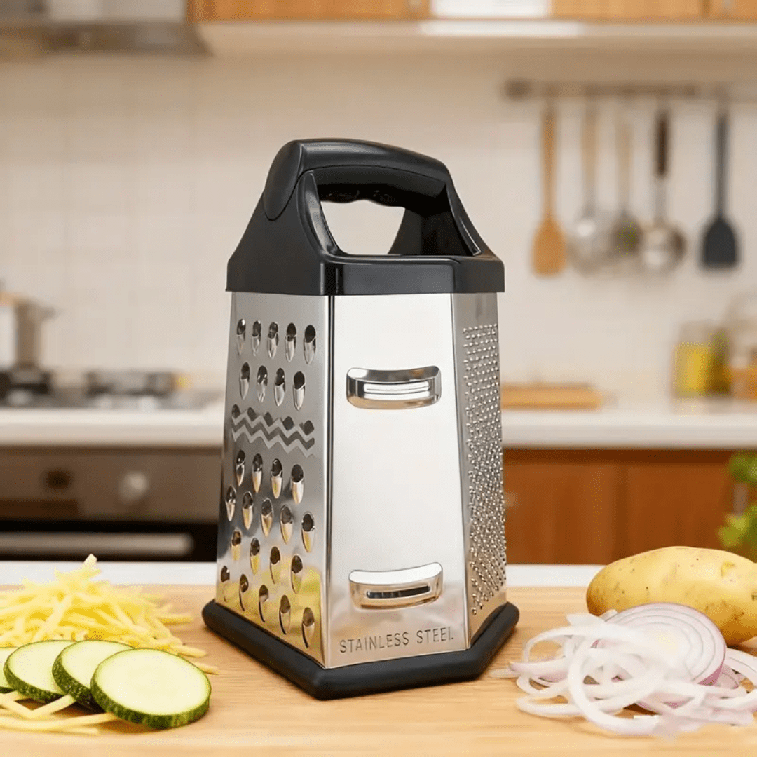 RALLADOR DE COCINA HEXAGONAL DE ACERO INOXIDABLE (6 CARAS) – MULTI GRATE