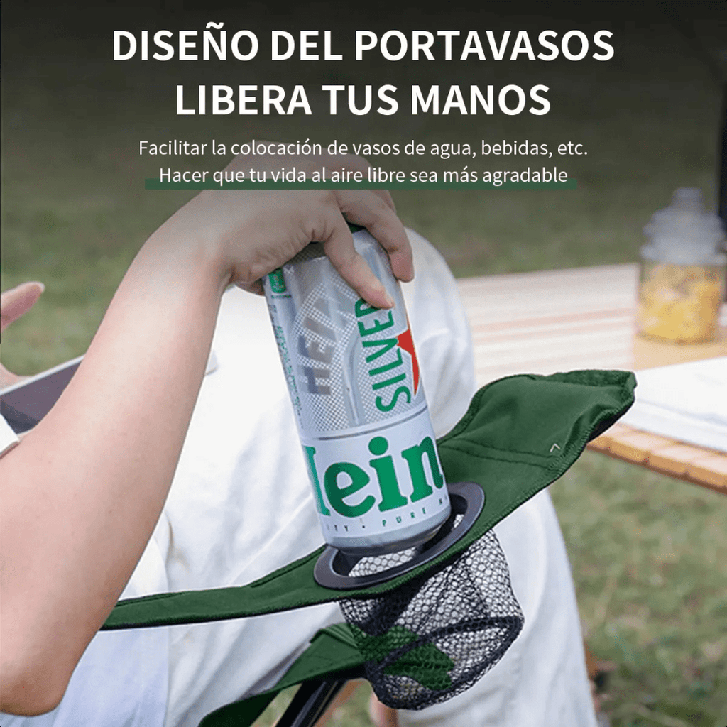SILLA PLEGABLE CON PORTA VASO + FUNDA TRANSPORTE (CAMPING, PLAYA Y EXTERIOR)- EASYCAMP
