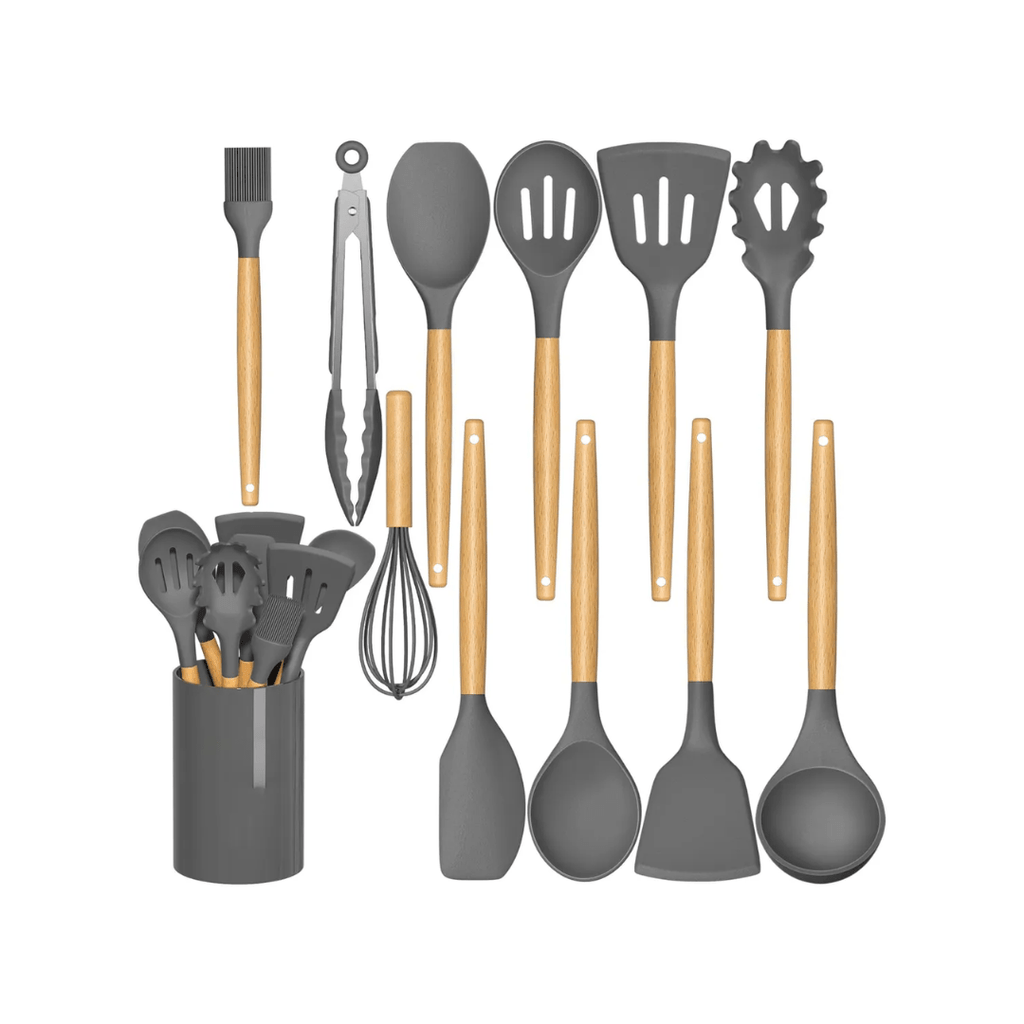 SET 12PCS UTENSILIOS DE COCINA SILICONA ANTIADHERENTE